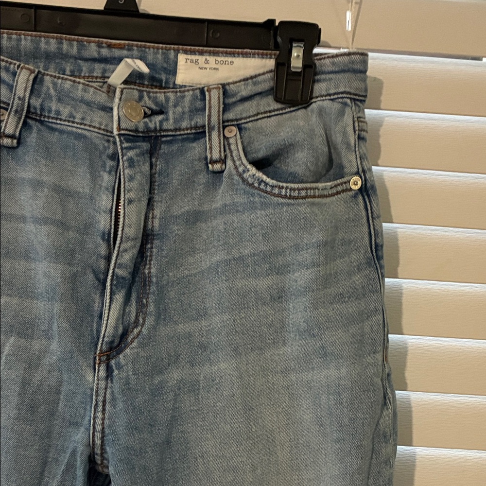 rag & bone Distressed Light Blue Straight Leg Jeans - Picture 5 of 12